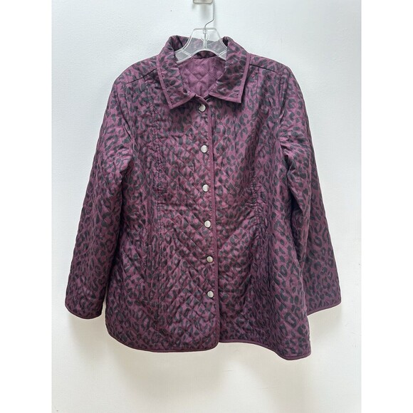 Chico's Reversible  Royal Bordeaux Quilted Jacket Button Closure 1 (M) - Picture 1 of 5